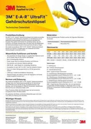 3M™ E-A-R™ Ultrafit™ Gehörschutzstöpsel, 32 dB, mit Kordel, 5 Paar/Packung, 50 Paar/Packung, UF-01-000SP