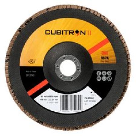 3M™ Cubitron™ II Fächerscheibe 967A, 180 mm x 22 mm, 40+, konisch