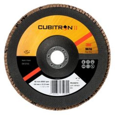 3M™ Cubitron™ II Fächerscheibe 967A, 180 mm x 22 mm, 80+, flach