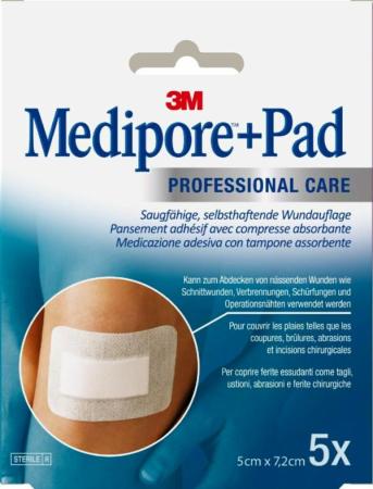 3M™ Medipore™ + Pad Steriler Wundverband mit Wundauflage, Praxispackung, 3562NP, 5 cm x 7 cm, 5 Stück/Packung