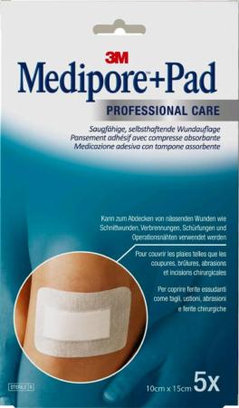 3M™ Medipore™ + Pad Steriler Wundverband mit Wundauflage, Praxispackung, 3569NP, 10 cm x 15 cm, 5 Stück/Packung