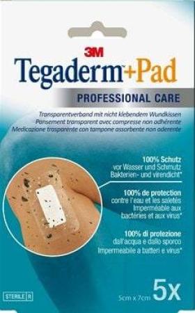 3M™ Tegaderm™ + Pad Transparentverband mit Wundauflage, 3582NP, Praxispackung, 5 cm x 7 cm, 5 Stück/Packung