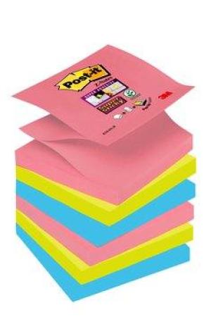 Post-it® Super Sticky Z-Notes, BORA BORA Collection, 6 Blöcke, 76 x 76 mm, 100% PEFC SGSCH-PEFC-COC-110078