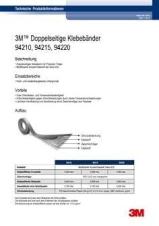 3M™ Doppelseitiges Klebeband mit Polyester-Träger 94220, Transparent, 1372 mm x 55 m, 0.2 mm
