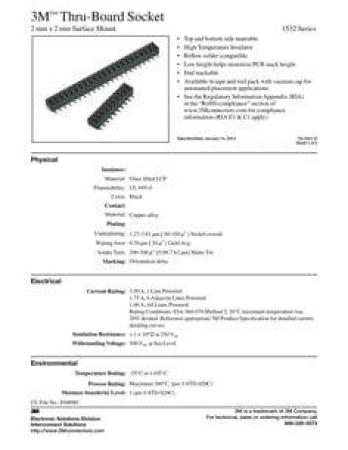 3M™ 153208-2020RB-WB, Buchsenleiste, 180° gerade, 8-polig, zweireihig, 1532 Serie, 2,00 mm, 0,76 µm Au, schwarz