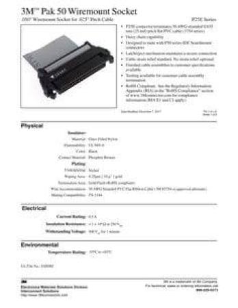 3M™ P25E-080S EA, Buchsenstecker für die Kabelmontage, 80-polig, P25E Serie, 1,27 mm, 0,25 µm Au