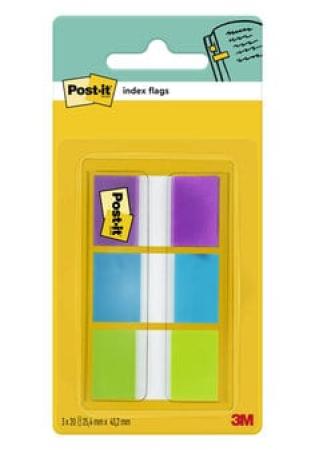 Post-it® Index Haftstreifen, Standard, Verschiedene Farben, 25.4 mm x 43.2 mm, 60 Haftstreifen/Spender, 1 Spender/Packung