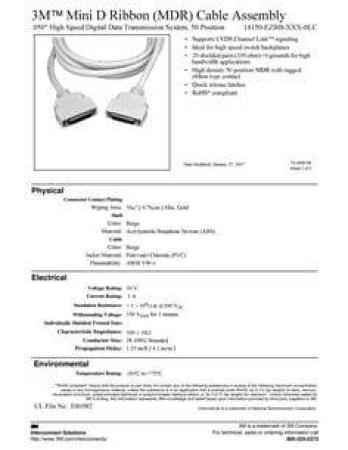 3M™ 14150-EZBB-150-0LC, LVDS Kabelgarnitur, 50-pol, Beige, 1,50 m
