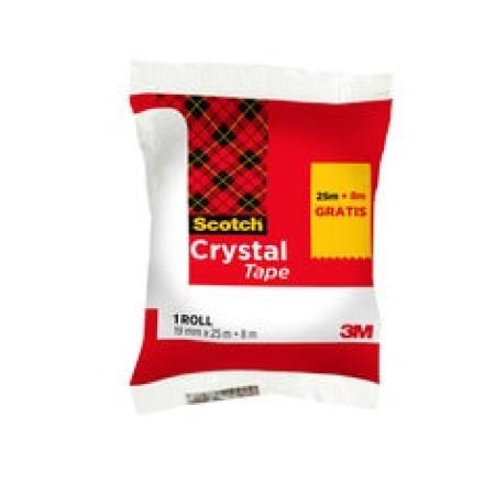 Scotch® Crystal Klebeband, 19 mm x 25 m, 1 Rolle + 8 m GRATIS
