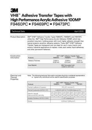 3M™ VHB™ Transfer-Klebeband F9473PC, Transparent, 35 mm x 55 m, 0.26 mm