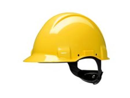 3M™ Schutzhelm, Uvicator, Ratschenverschluss, nicht belüftet, dielektrisch 1000 V, Lederschweißband, Gelb, G3001MUV1000V-GU