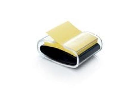 Post-it® Z-Notes Dispenser, PRO, Schwarz + Post-it® Super Sticky Z-Notes, Gelb, 76 mm x 76 mm, 90 Blatt/Block, 1 Block/Packung