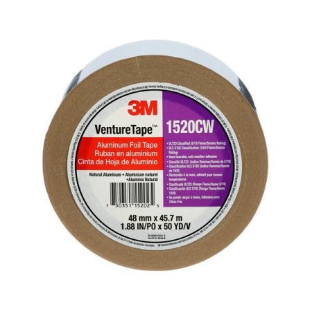 3M™ Venture Tape™ Aluminum Foil Tape 1520CW, Silver, 48 mm x 45.7 m, 3.2 mil, 12 rolls per case