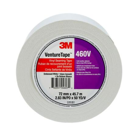 3M™ Venture Tape™ Vinyl Seaming Tape 460V, Embossed, White, 72 mm x 45.7 m, 16 rolls per case