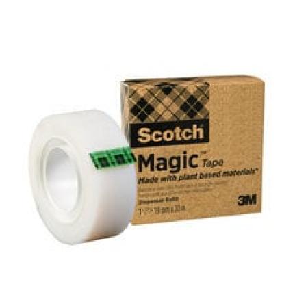 Scotch® Magic™ Klebeband, mit 66 % pflanzlichem Klebstoff hergestellt, 19 mm x 30 m, 1 Rolle/Packung