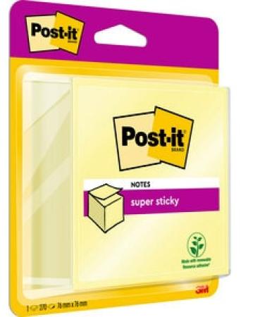 Post-it® Super Sticky Notes Würfel, Gelb, 76 mm x 76 mm, 270 Blatt/Block, 1 Block/Packung, 100% PEFC SGSCH-PEFC-COC-110078