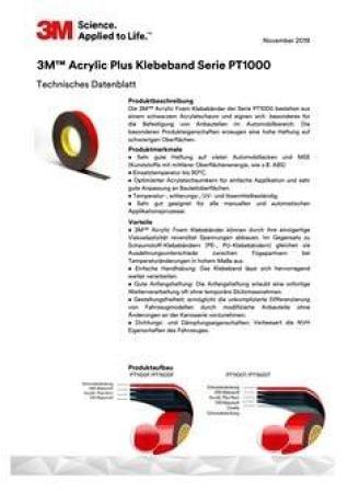 3M™ Acrylic Plus doppelseitiges Klebeband  PT1100, schwarz, 1.14 mm, 6 mm x 8,25 m