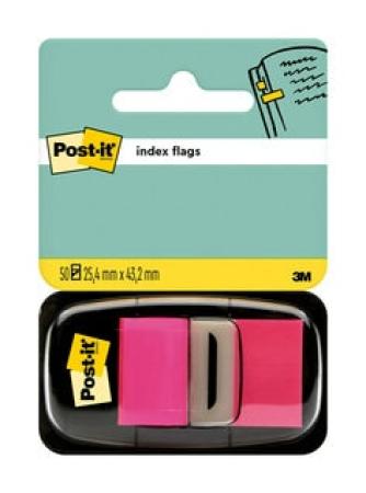Post-it® Index Haftstreifen, Standard, Pink, 25.4 mm x 43.2 mm, 50 Haftstreifen/Spender, 1 Spender/Packung
