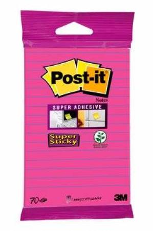 Post-it® Super Sticky Notes 6870SLF, 1 Block à 70 Blatt, ultrapink, 102 x 152 mm, liniert, hakenfähig, PEFC zertifiziert