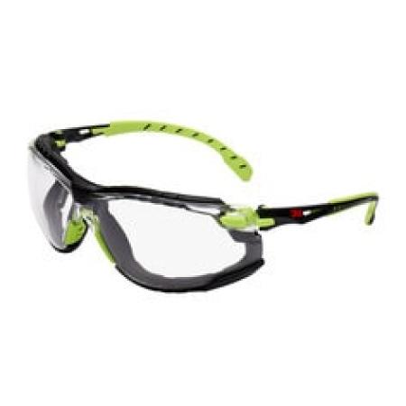 3M™ Solus™ 1000 Schutzbrille, grün/schwarze Bügel, Scotchgard™ Anti-Fog-/Antikratz-Beschichtung (K&N), transparente Scheibe, Schaumrahmen und Kopfband, S1201SGAFKT-EU, 20 pro Packung