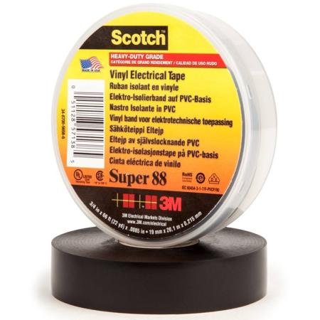 Scotch® Super 88 Vinyl Elektro-Isolierband, Schwarz, 19 mm x 20 m, 0,22 mm