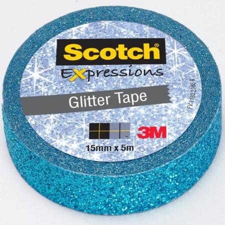 Scotch® Expressions Klebeband, Glitzer Blau, 15 mm x 5 m, C514-BLU WE R1-18/CTV