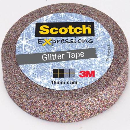 Scotch® Expressions Klebeband, Glitzer Bunt, 15 mm x 5 m, C514-MUL WE R1-18/CTV