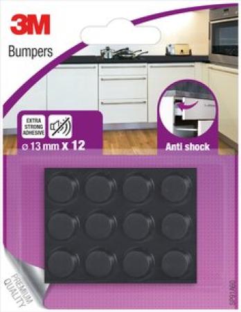 3M™ Bumpers ANTI-SHOCK SP91A60, Schutzpuffer schwarz, 12 Stück Ø 13mm, geräuschdämmend