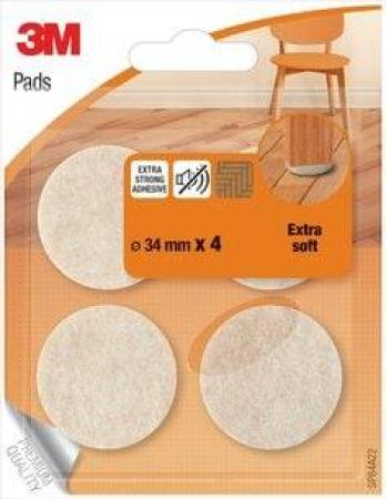 3M™ Extra-Soft Wool Felt Pads 4 Pads Beige 34 mm