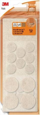 3M™ Extra-Soft Wool Felt Pads 21 Units Beige Assorted