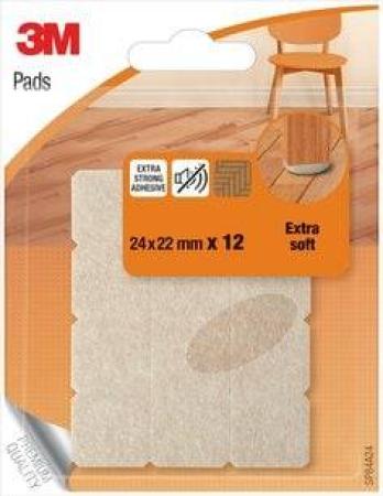 3M™ Extra-Soft Wool Felt Pads 12 Pads Beige 24 mm x 22 mm