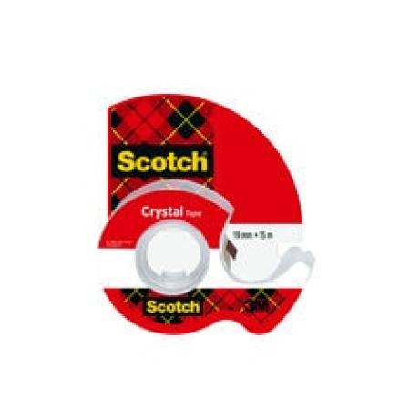 Scotch® Crystal Klebeband, 19 mm x 15 m, 1 Rolle + Handabroller
