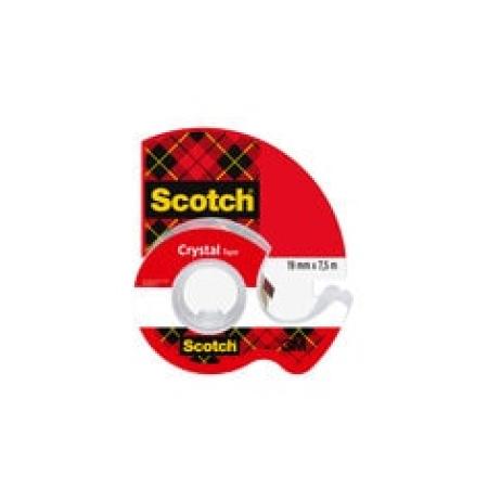 Scotch® Crystal Klebeband, 19 mm x 7.5 m, 1 Rolle + Handabroller