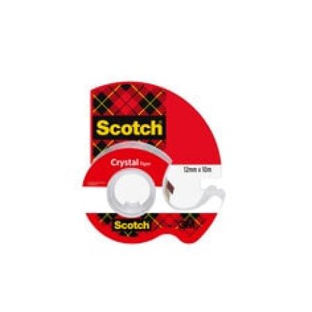 Scotch® Crystal Klebeband, 12 mm x 10 m, 1 Rolle + Handabroller