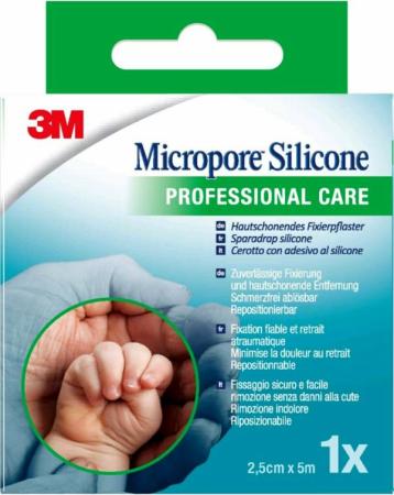 3M™ Micropore™ Silicone, Silikonrollenpflaster, 2775NP-1, 2,5 cm x 5 m