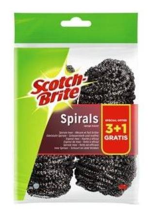 Scotch-Brite® Edelstahl-Spirale Promotion IS3+1, silber, Vorteilspack mit 3 Spiralen + 1 Spirale gratis