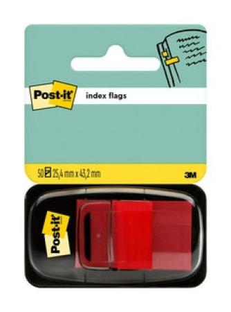 Post-it® Index Haftstreifen, Standard, Rot, 25.4 mm x 43.2 mm, 50 Haftstreifen/Spender, 1 Spender/Packung