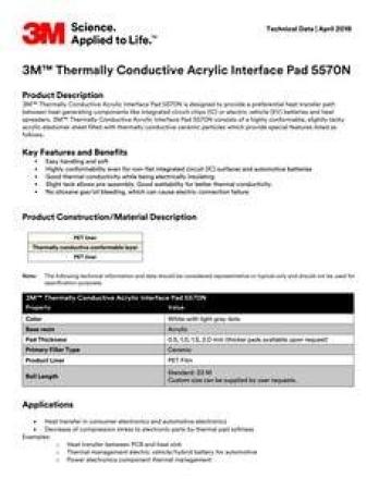 3M™ 5570N-10 Thermisch leitfähiges Acrylat Pad , grau, 300 mm x 20 m, 1,0 mm