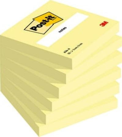 Post-it® Notes, Gelb, 76 mm x 76 mm, 100 Blatt/Block, 6 Blöcke/Packung, 100% PEFC SGSCH-PEFC-COC-110078