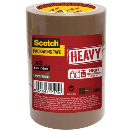Scotch® Verpackungsklebeband Heavy, braun, 50 mm x 66 m, 3 Rollen