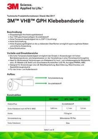 3M™ VHB™ Klebeband GPH-160GF, Grau, 1080 mm x 33 m, 1.6 mm