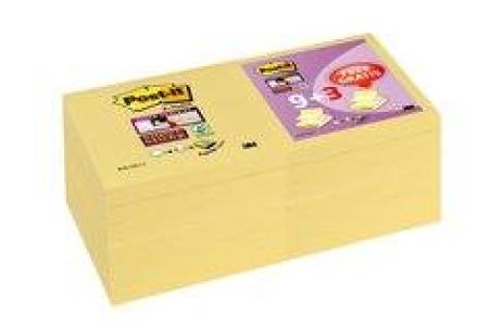 Post-it® Super Sticky Z-Notes R330SY9+3, 76 x 76 mm, Gelb, 12 Blöcke à 90 Blatt