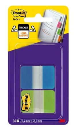 Post-it® Index Strong, Blau und Grün, 25,4 mm x 38,1 mm, 8 Blatt/Block, 2 Blöcke/Packung