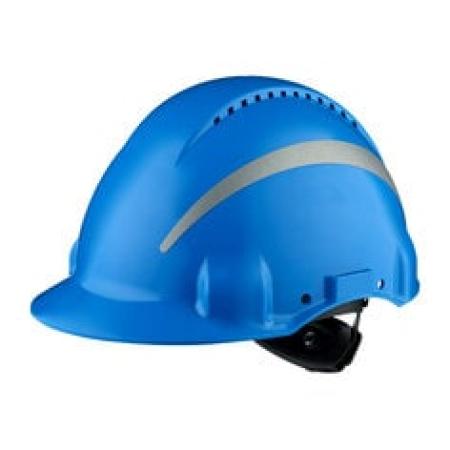3M™ Schutzhelm, Uvicator, Ratschenverschluss, belüftet, reflektierend, Kunststoffschweißband, Blau, G3000NUV-R-BB