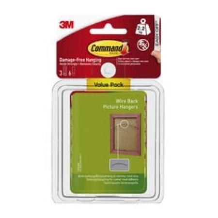 Command™ Wire-Backed Picture Hanging Hooks Value Pack w/ Water Resistant Strips  Large 3HKS+6S/PK