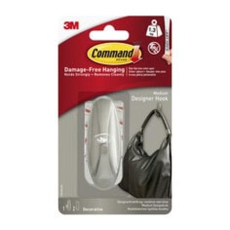 Mittelgroßer Command™ Designer-Haken im gebürsteten Metall-Look, 17081BN