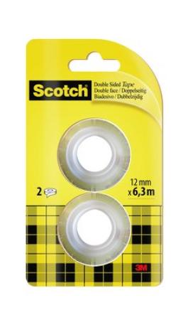 Scotch® doppelseitiges Klebeband, Nachfüllpackung, 2 Rollen, 12 mm x 6,3 m
