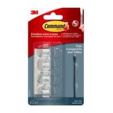 Command™ transparente Clips für runde Kabel, 17017CLR, 4 Clips + 5 Streifen