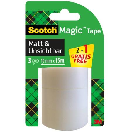 Scotch® Magic™ Unsichtbares Klebeband 8-1915R3/2, Aktionspackung, 19 mm x 15 m, 2 Rollen+ 1 GRATIS-Rolle