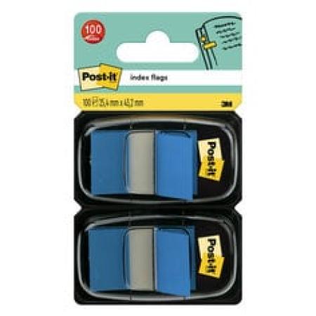 Post-it® Index Haftstreifen, Standard, Blau, 25.4 mm x 43.2 mm, 50 Haftstreifen/Spender, 2 Spender/Packung